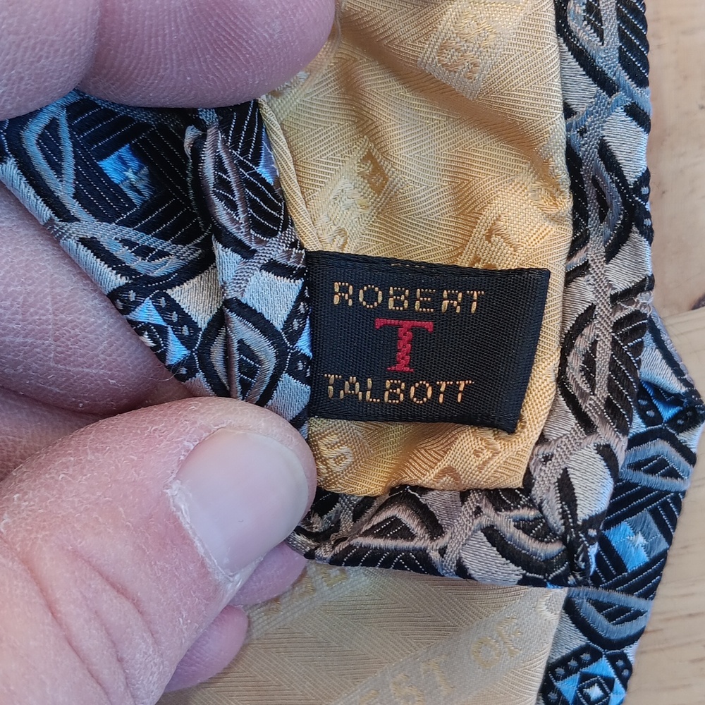 Robert Talbott Blue And Gray Patterned Tie - image 5